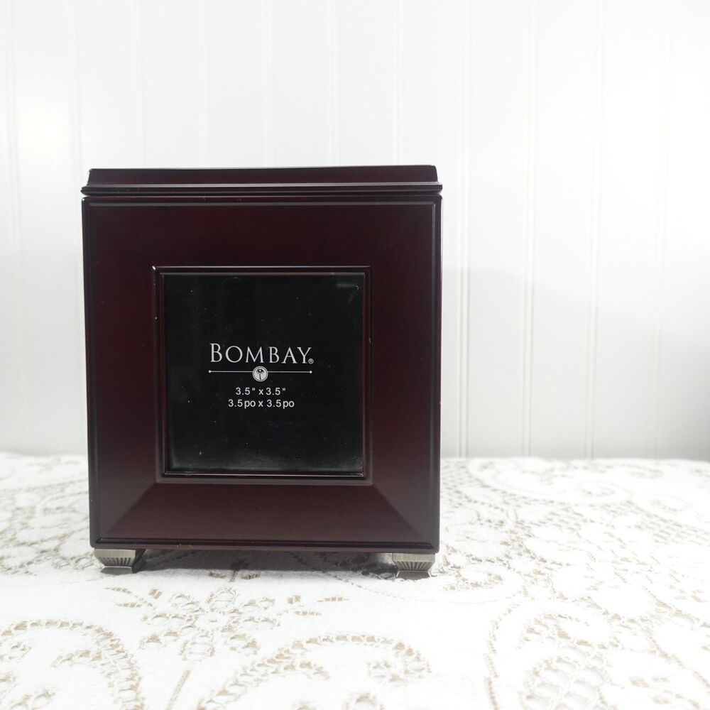 Bombay Company Wood Photo Box Organizer Dark Brown Mahogany Storage Holds - Picture 4 of 15